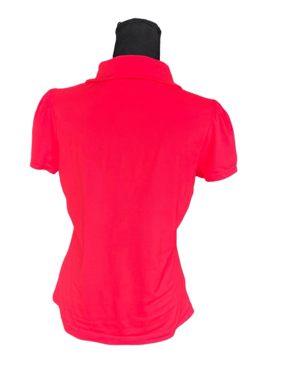 Lilly Pulitzer Luxletic Frida Puff Sleeve Polo Ruby Red Preppy Golf Tennis Top M - Picture 3 of 7